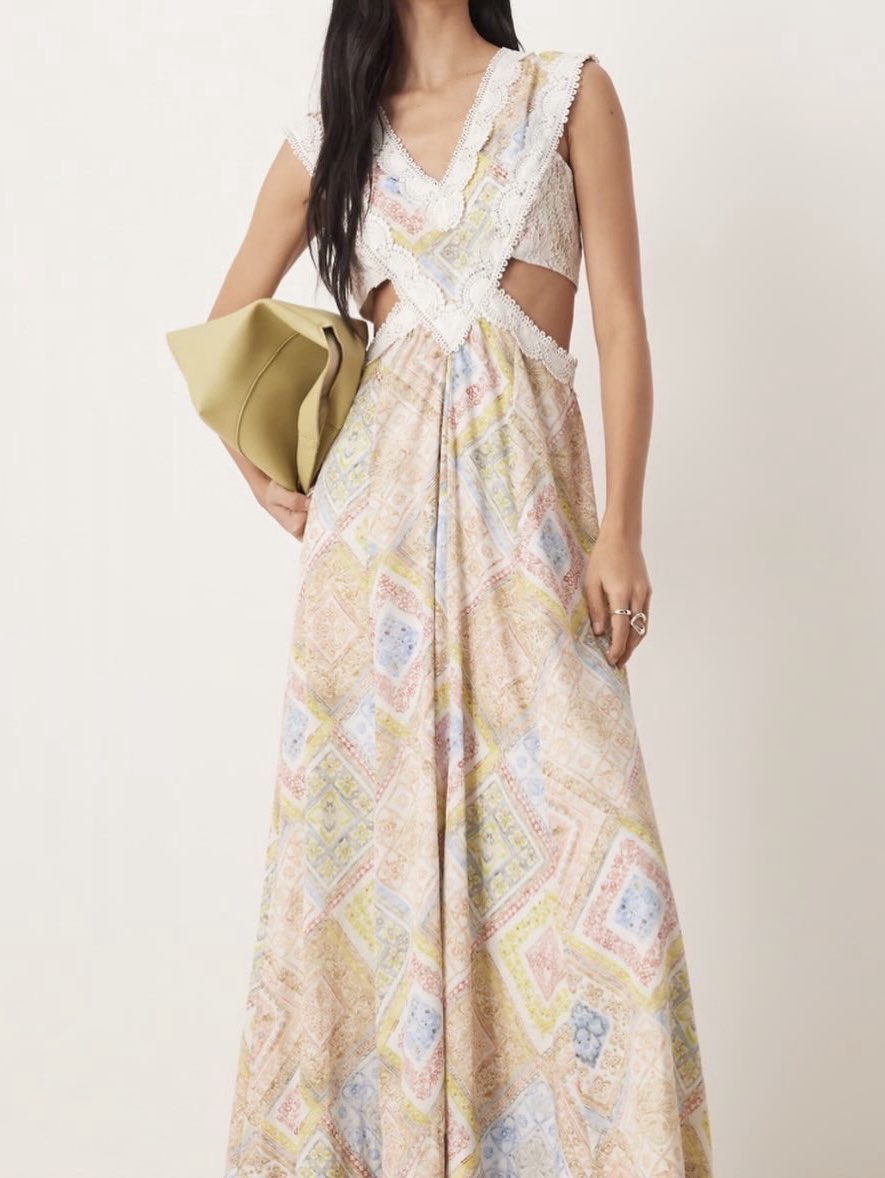 Pastel Patchwork Cutout Maxi Dress