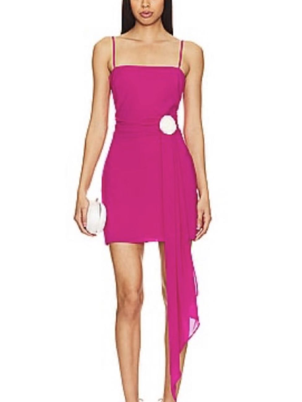 Pink Asymmetric Mini Dress