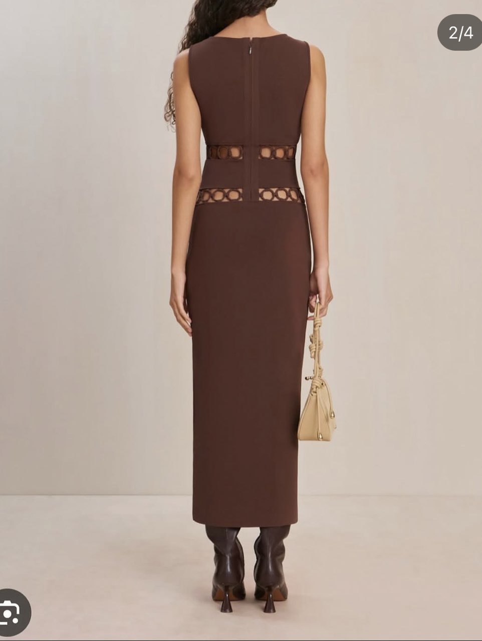 Chocolate Brown Cut-Out Midi Dress
