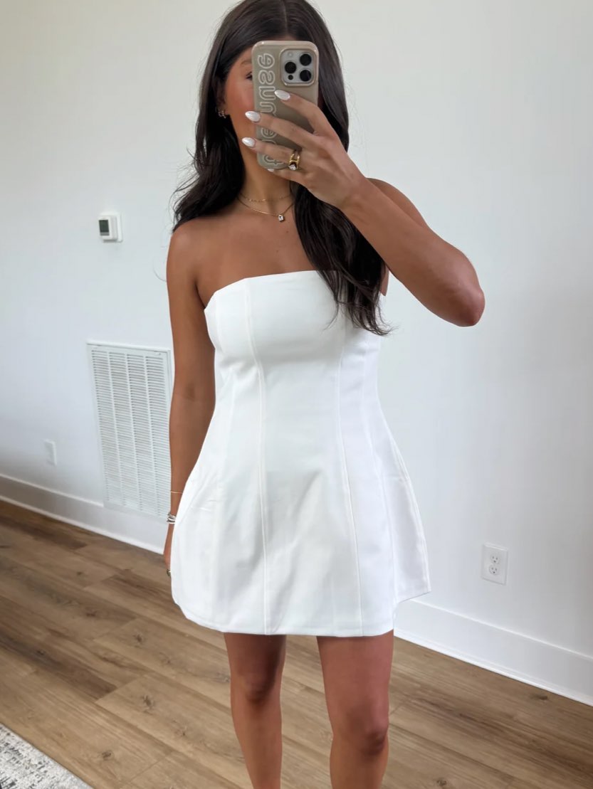 White Strapless Mini