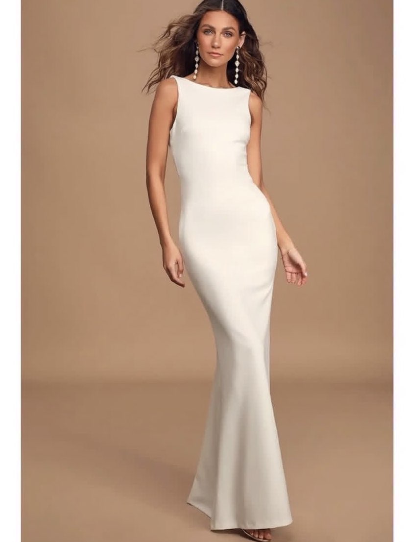 Lulu’s Love In Your Eyes Ivory Knotted Mermaid Maxi Dress in White size XXS