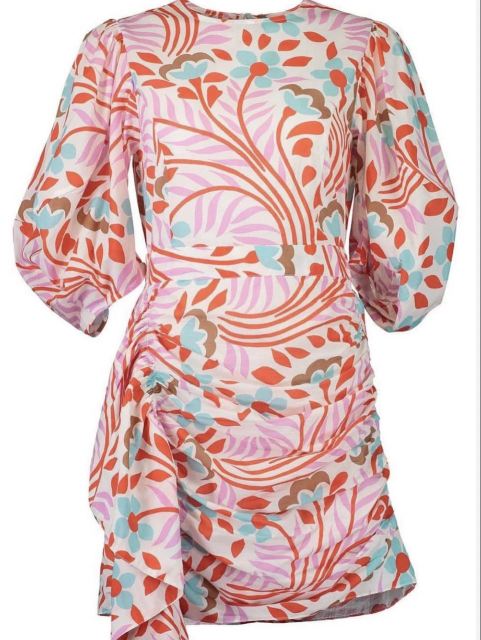 Multi-Color Floral Ruched Mini Dress