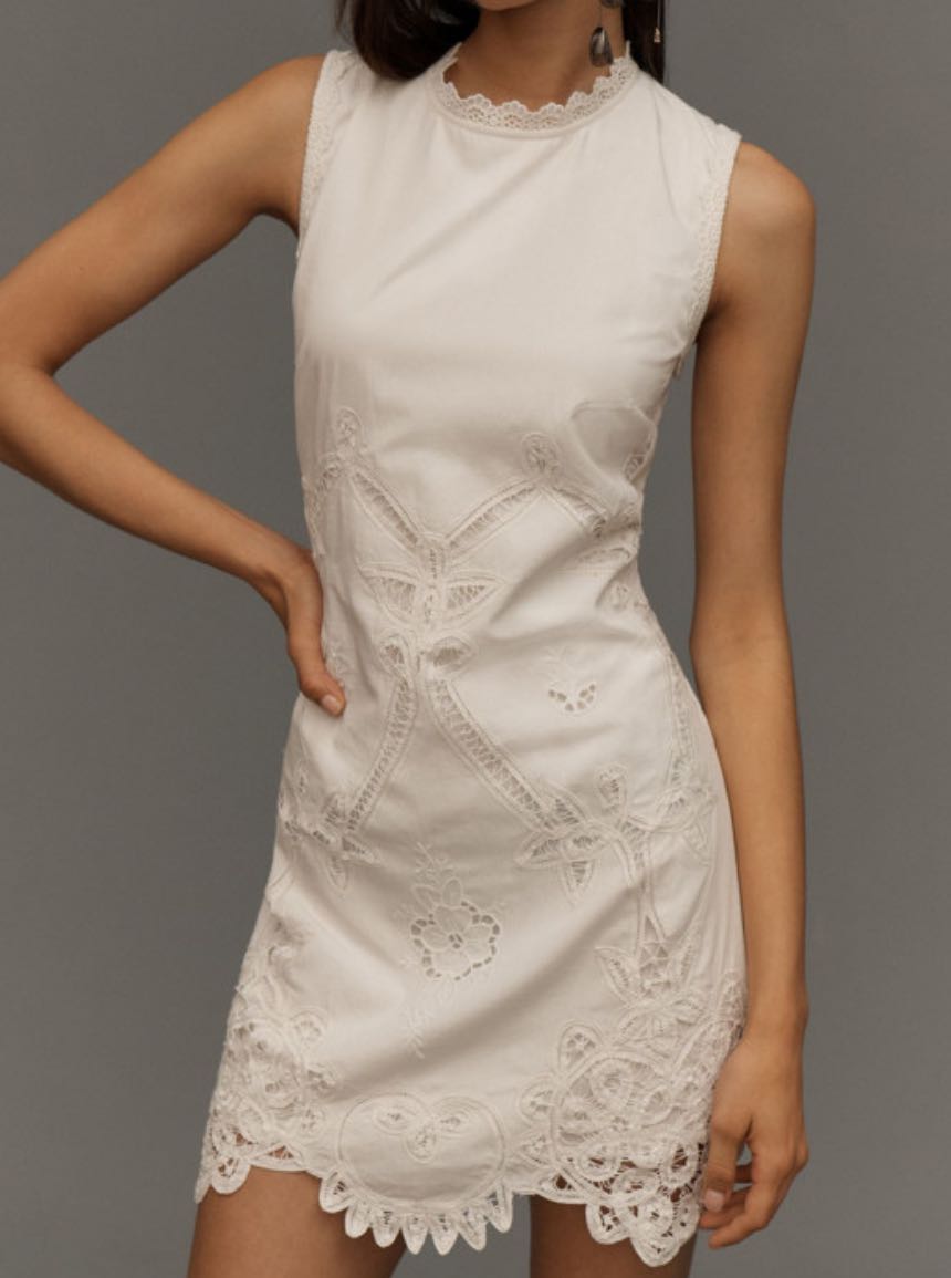 Sleeveless Poplin Lace Midi Dress