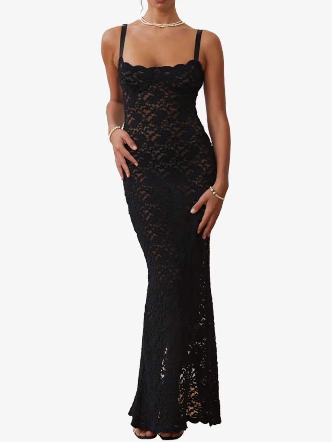 Black lace maxi dress