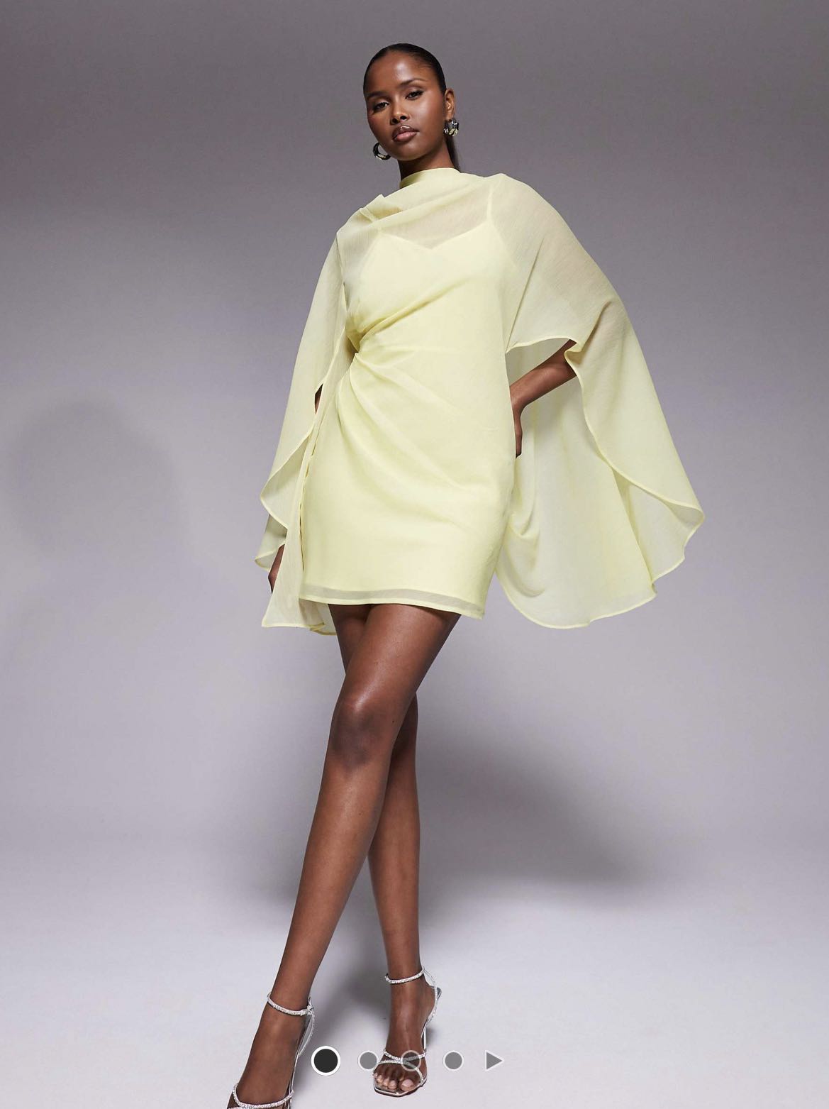 Yellow Cape Sleeve Mini Dress