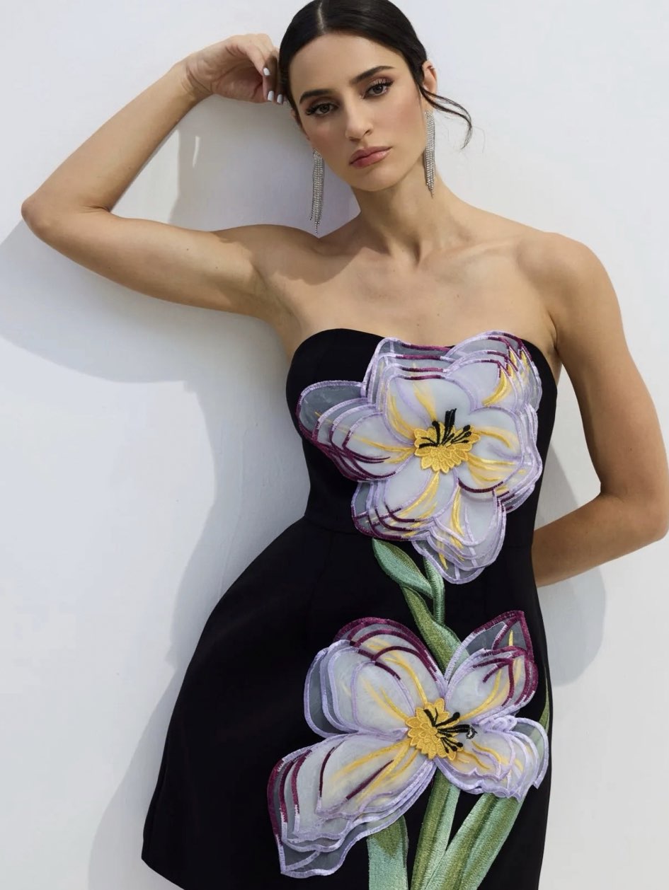 Strapless Floral Mini Dress