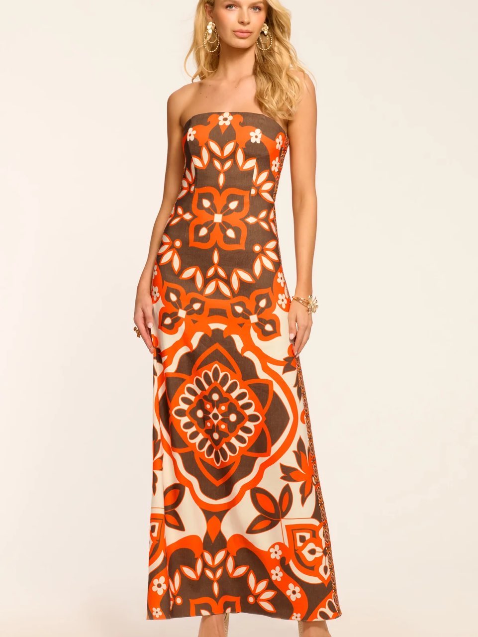 Naila Printed Strapless Maxi Dress