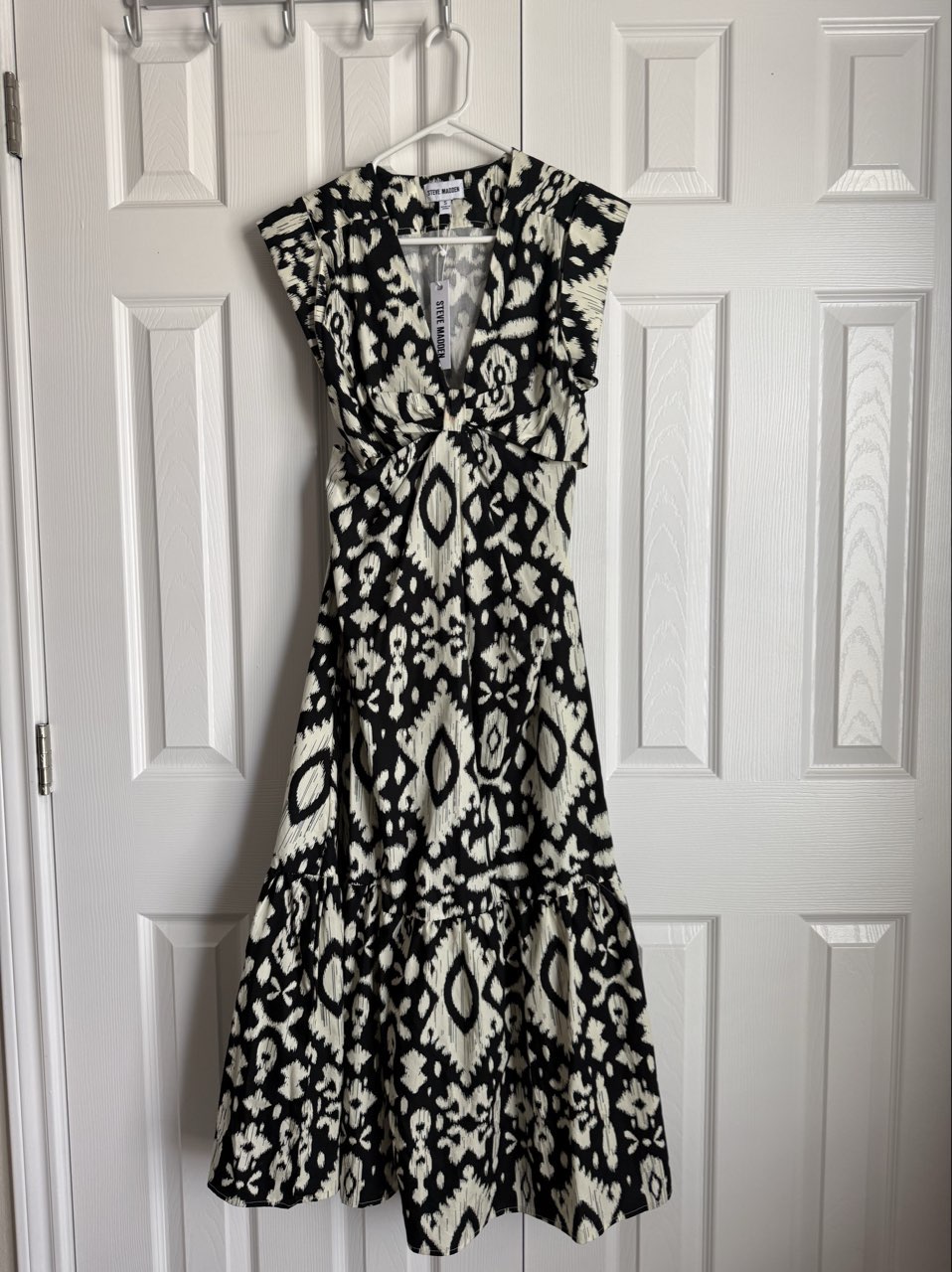 Steve Madden Black & White Ikat Cutout Maxi Dress