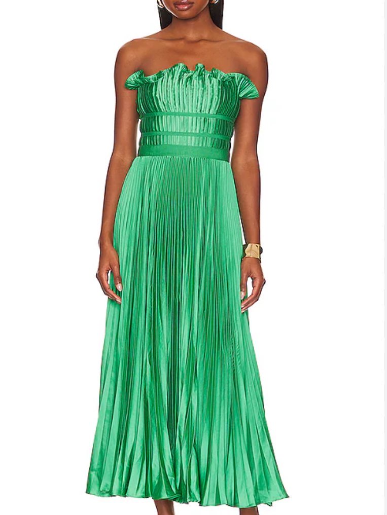AMUR Giada Strapless Pleated Charmeuse dress