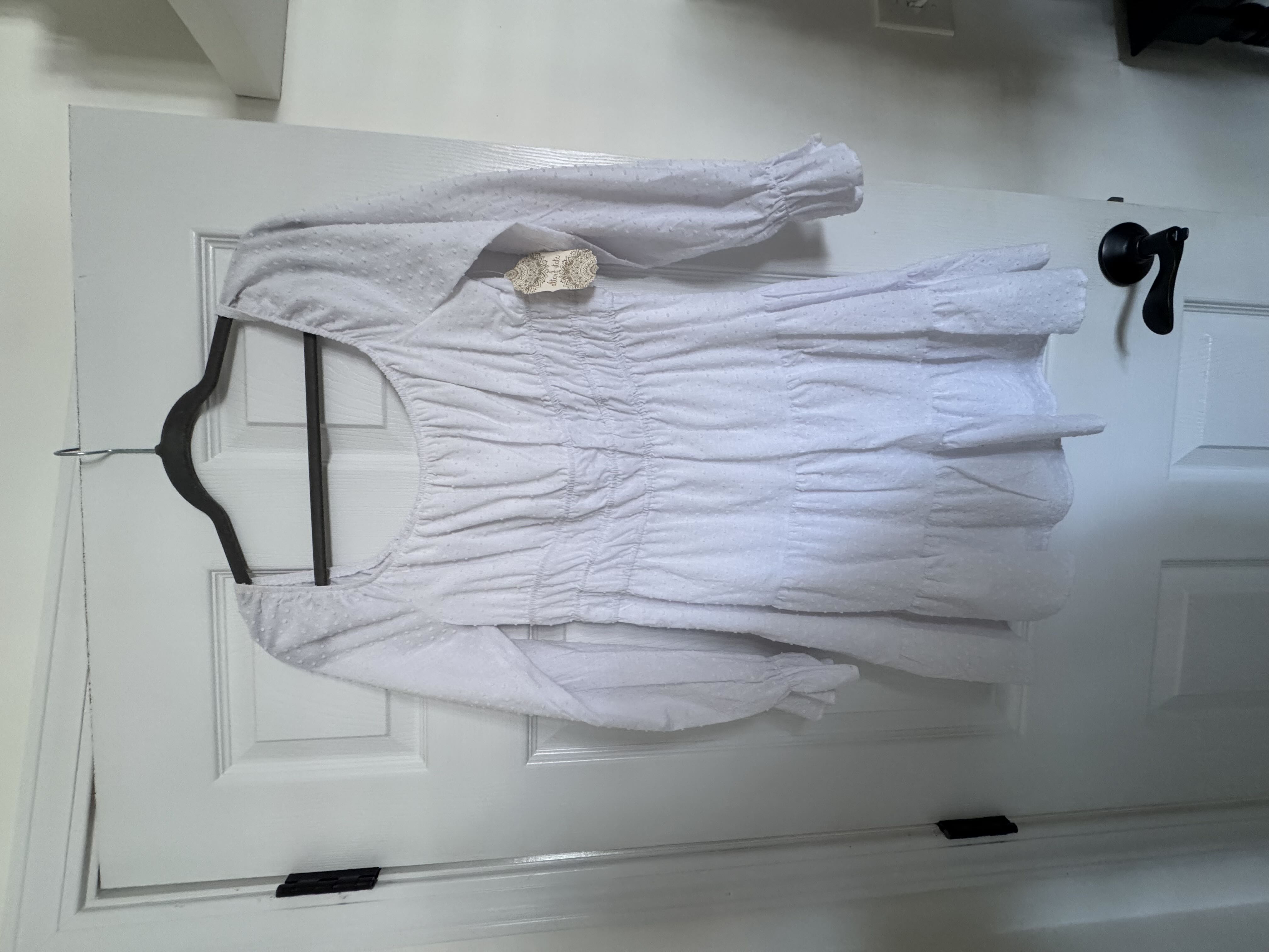 White polka dot long sleep dress