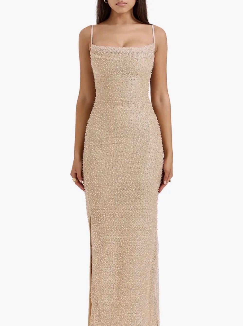 Beige Textured Maxi Dress