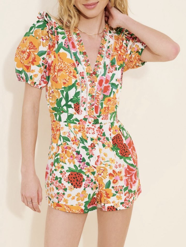 Farm Rio Strawberry Floral Romper