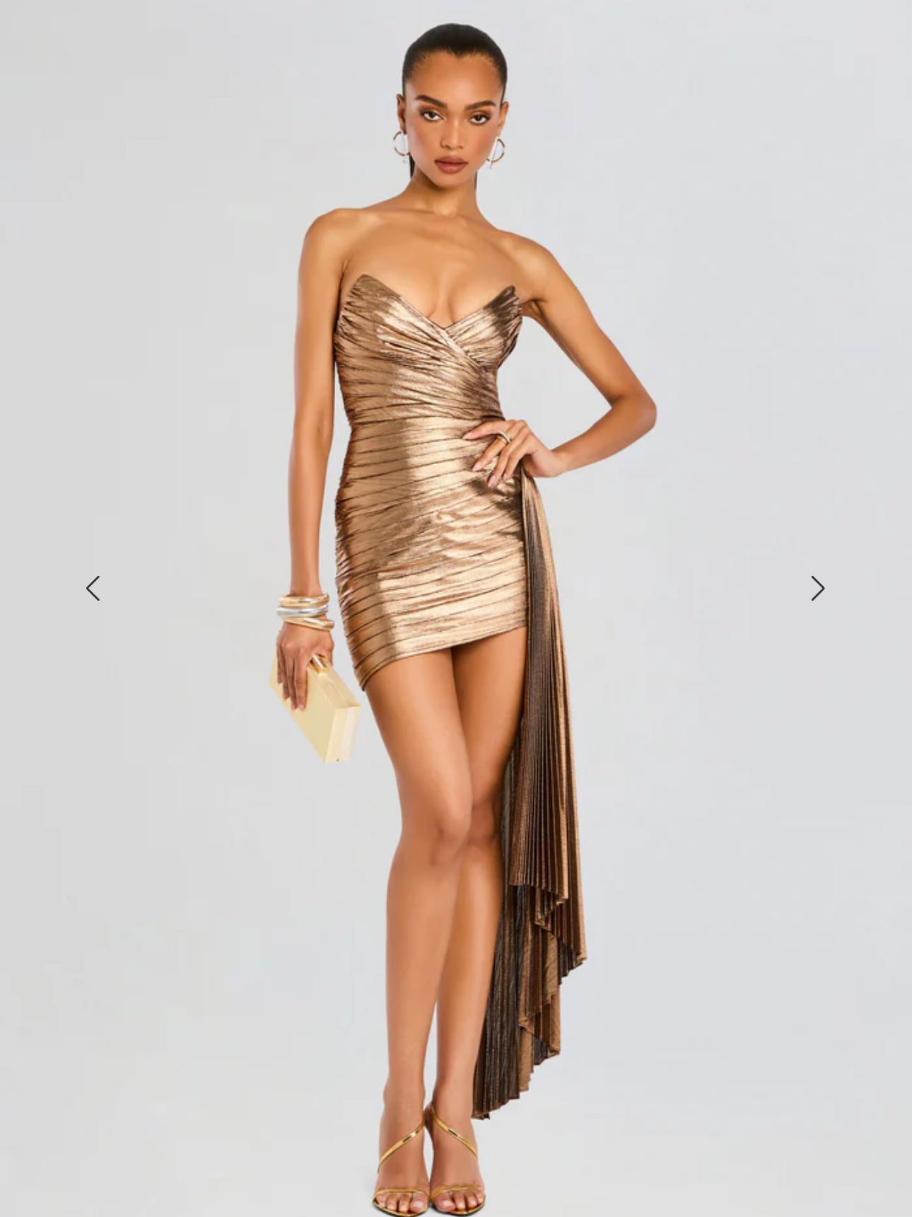 metallic bronze mini dress