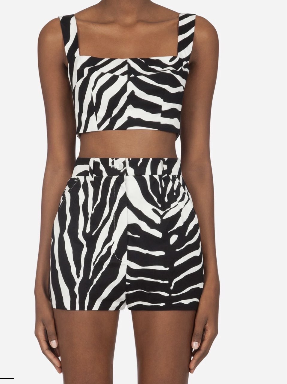 Dolce & Gabbana Monochrome Zebra Print Twill Set