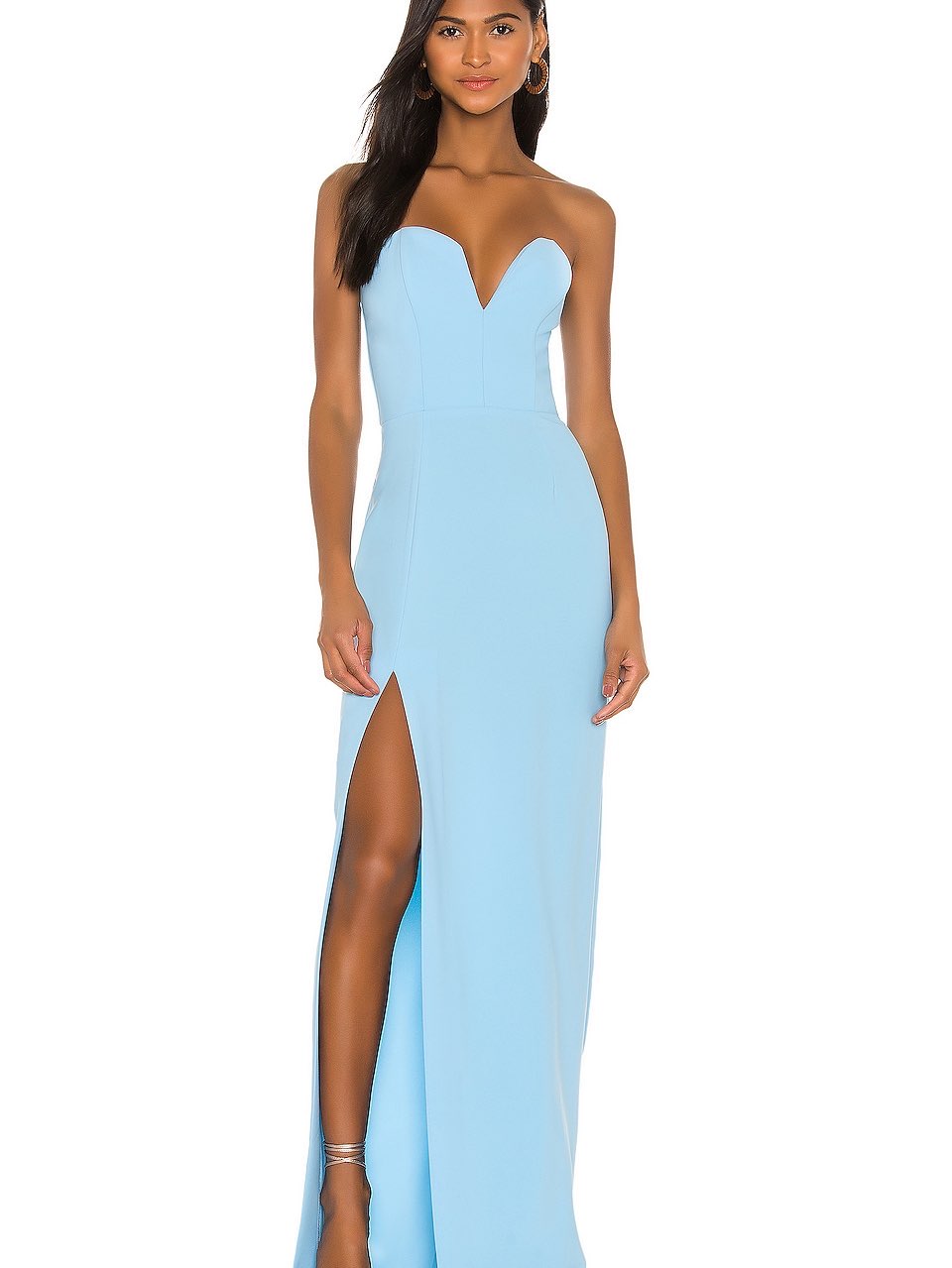Light Blue Strapless Maxi Dress