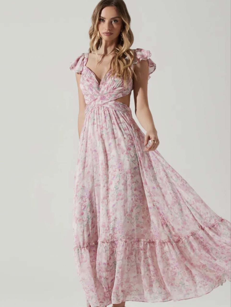 ASTR the label primrose dress in pink and blue multi