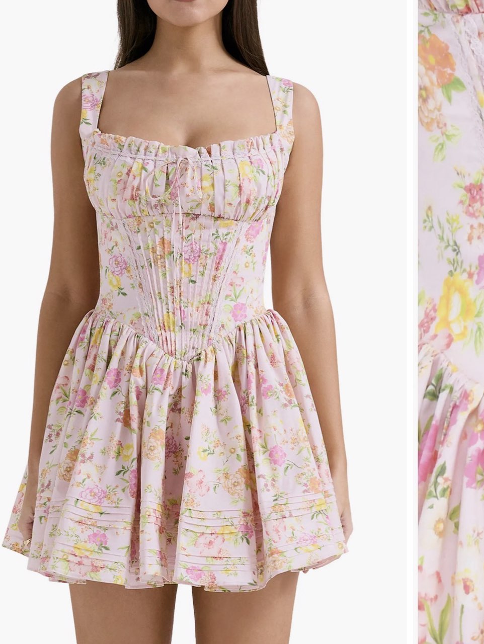 Light Pink Floral Corset Mini Dress