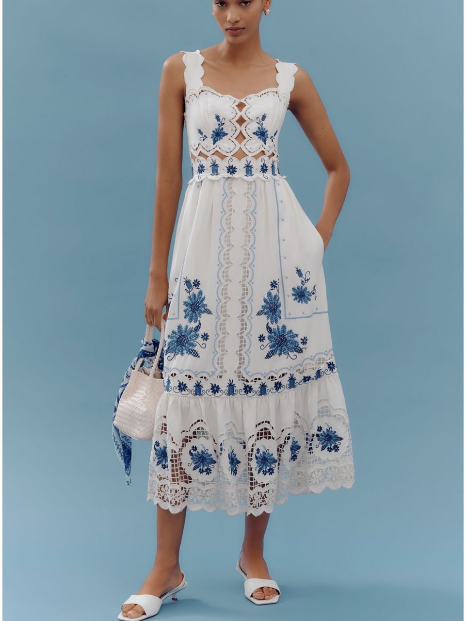 Farm Rio Cross-Stitch Richelieu Dress