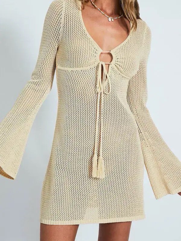 Ecru Knit Mini Dress