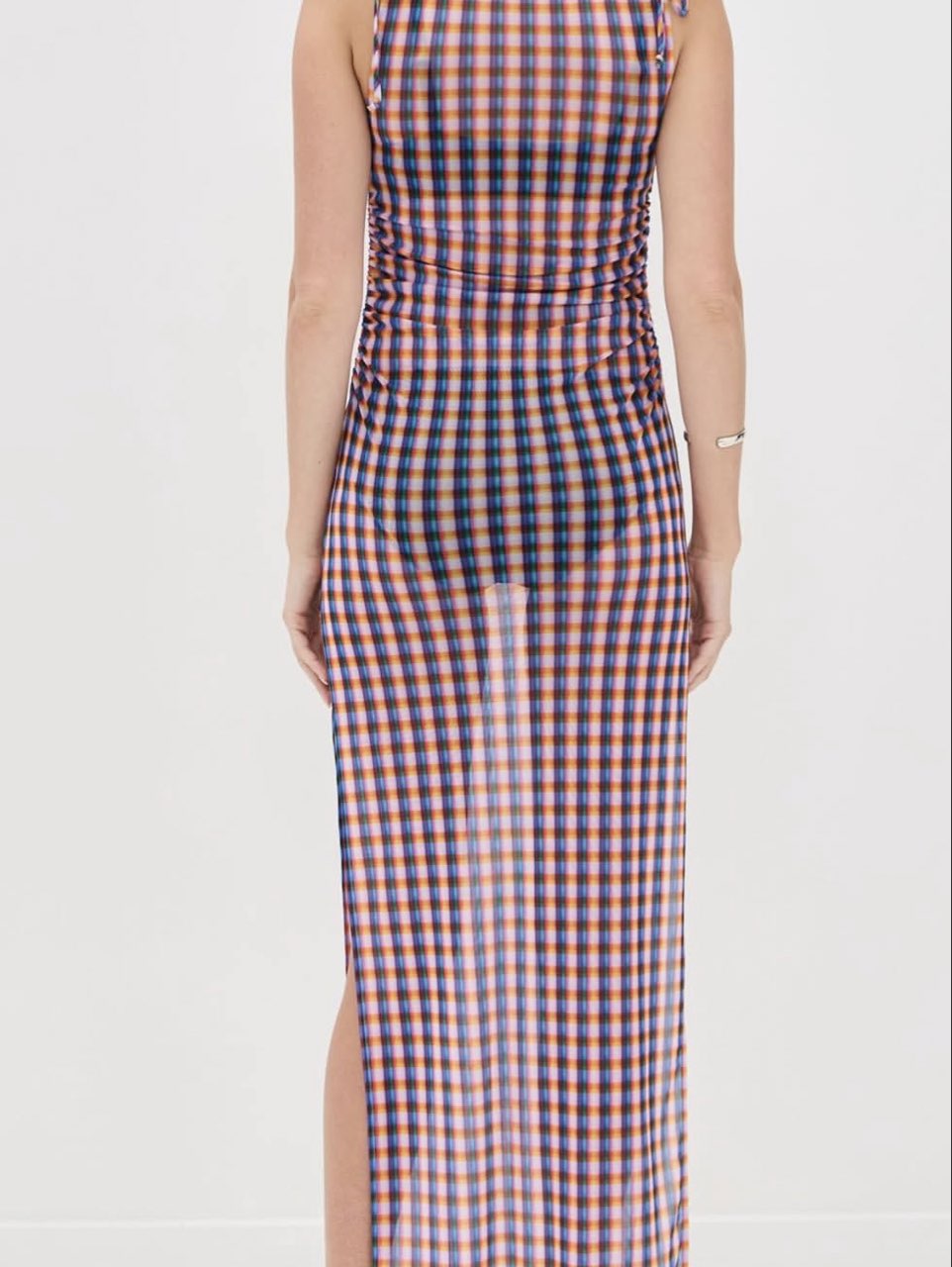 Plaid Mesh Maxi Dress