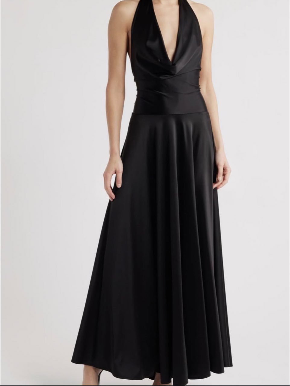 Black Halter Cowl Neck Maxi Dress