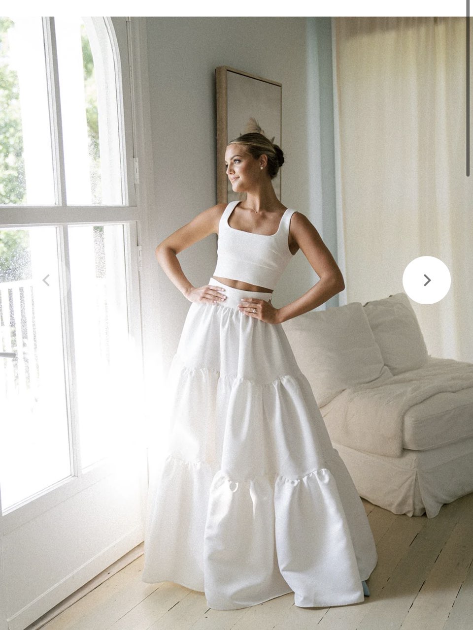 White Two-Piece Tiered Maxi Skirt Set