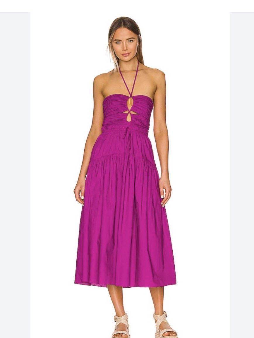 Magenta Halter Cutout Midi Dress