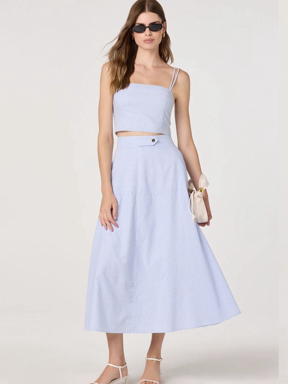 Azzura Striped Midi Skirt and top