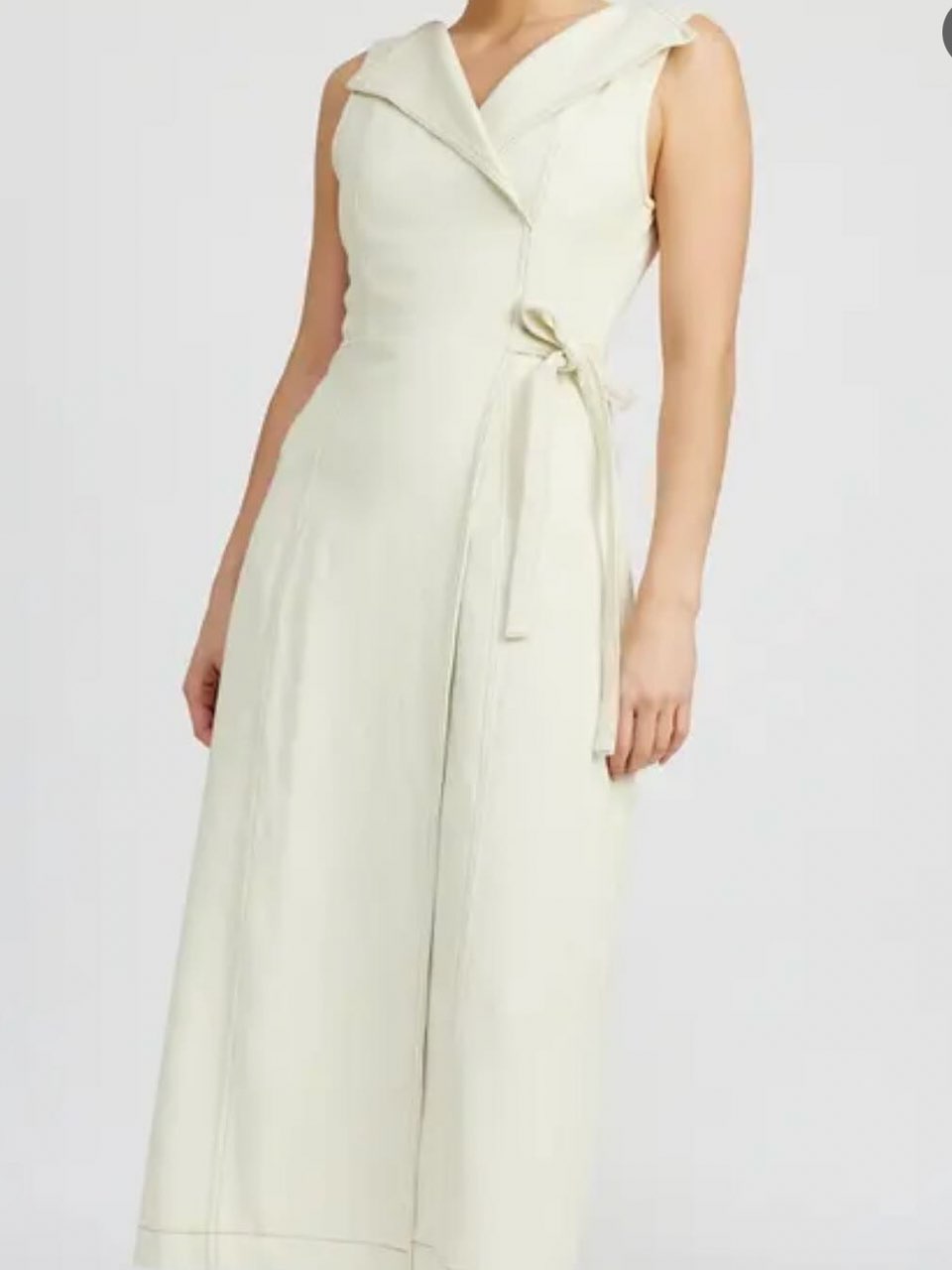 Cream denim midi dress