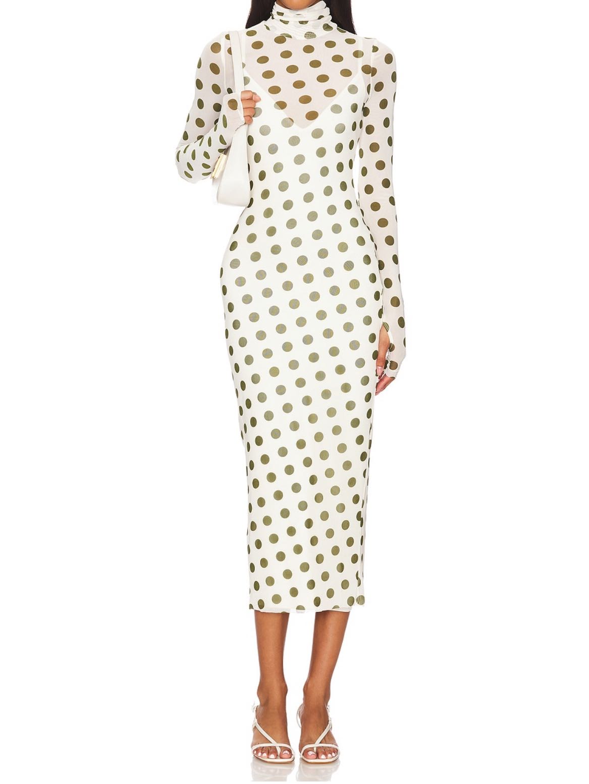 AFRM Dress in Light Green Birch Dot