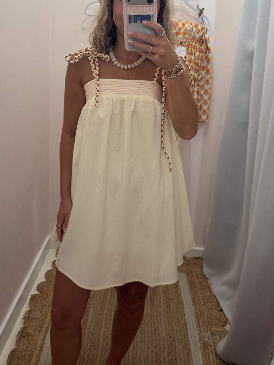 White and Orange Mini Dress