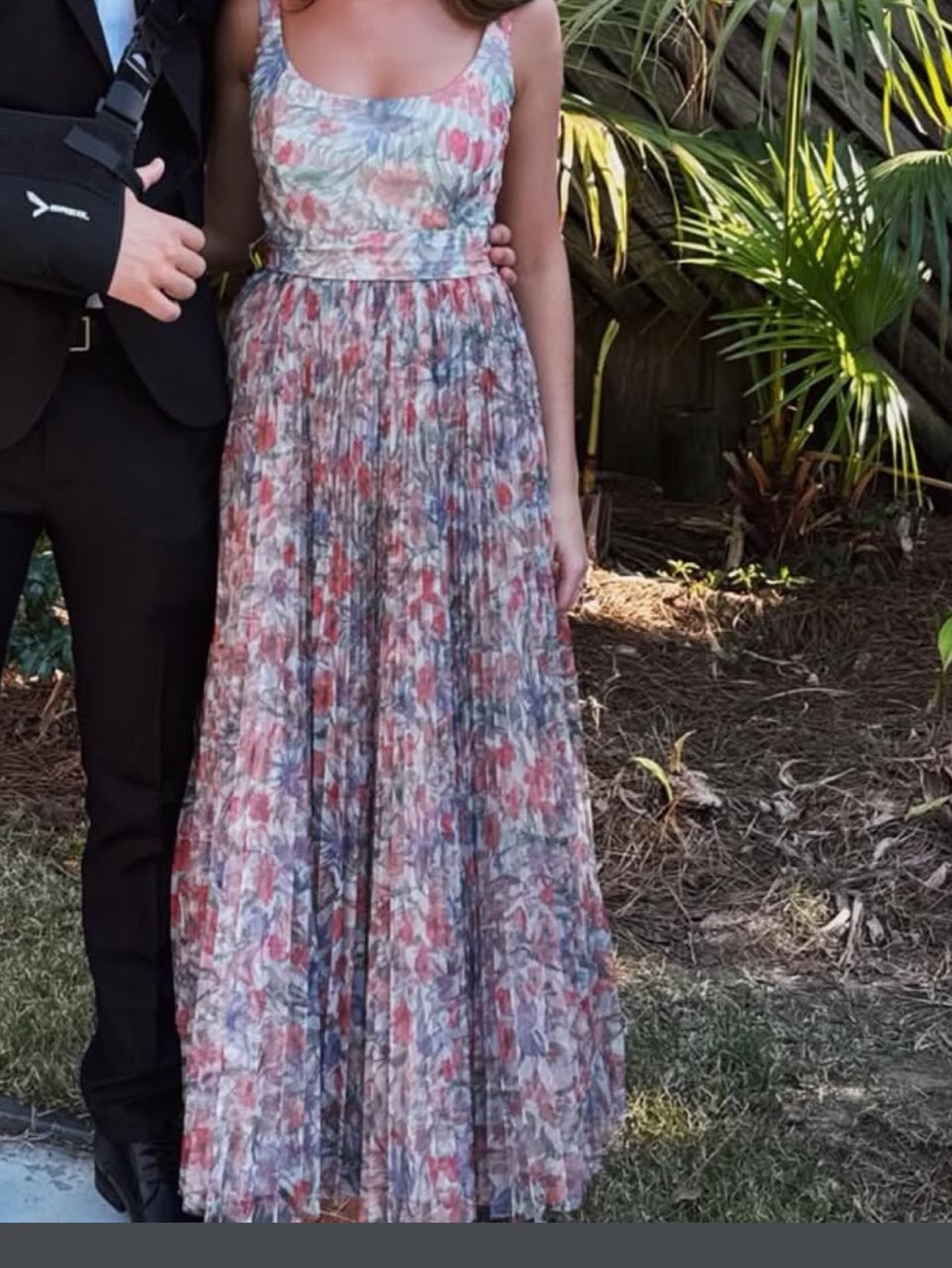 Maxi pleated formal gown