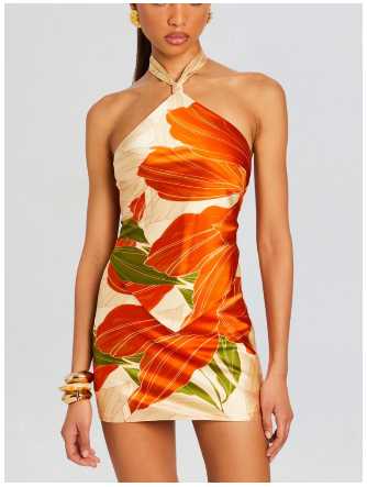Tropical Halter Mini Dress