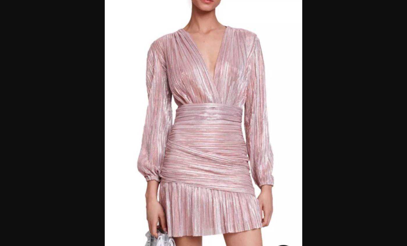 Maje Metallic Pleated Dress