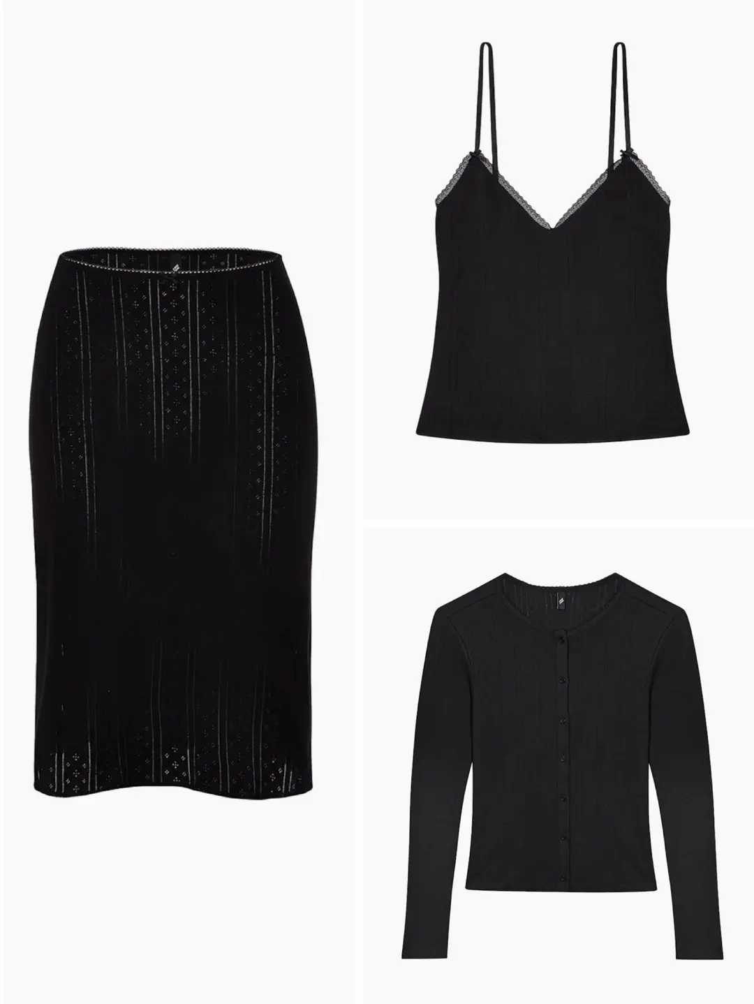 Coucou intimates black pointelle set