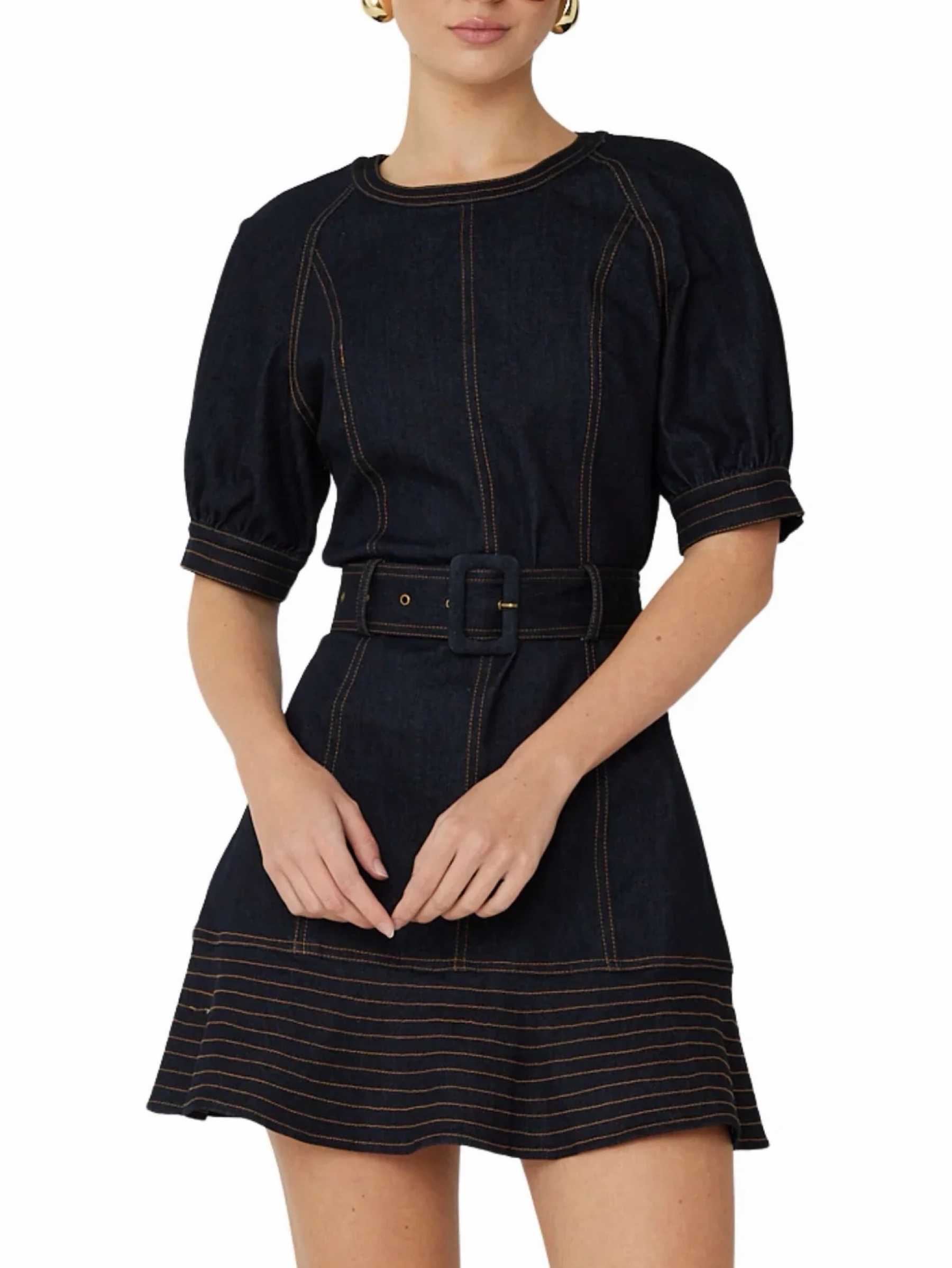 JS71 LULA Denim Belted Mini Dress