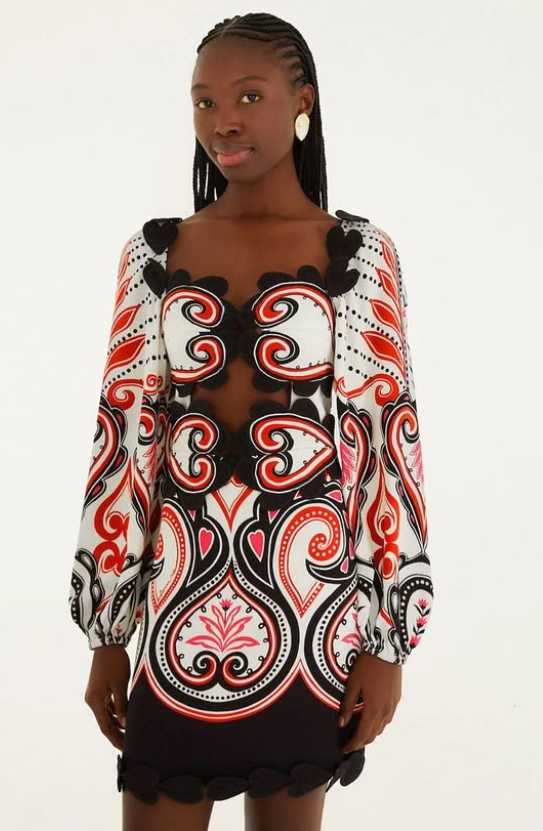 Farm Rio Printed Cut-Out Mini Dress