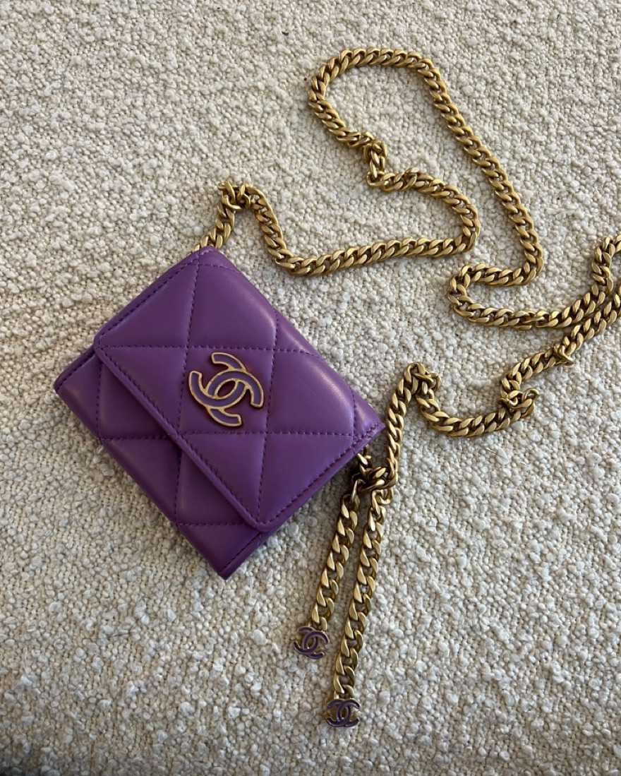 Lavender Chanel Wallet On Chain