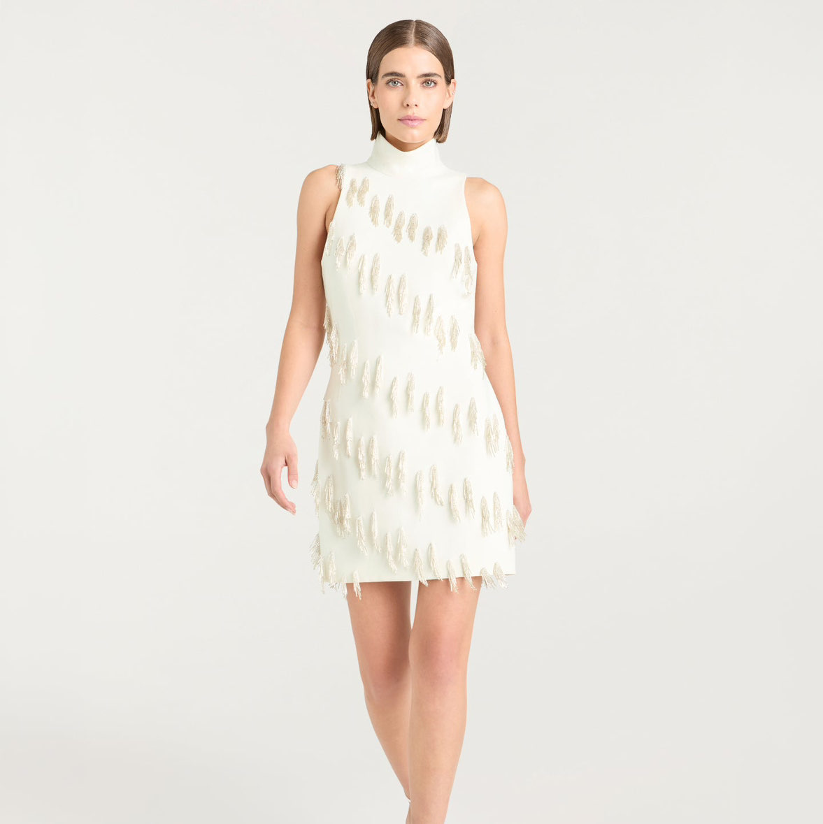 Cinq a sept White tassel mini dress