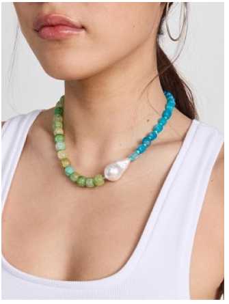 Gradient Beaded Baroque Pearl Necklace