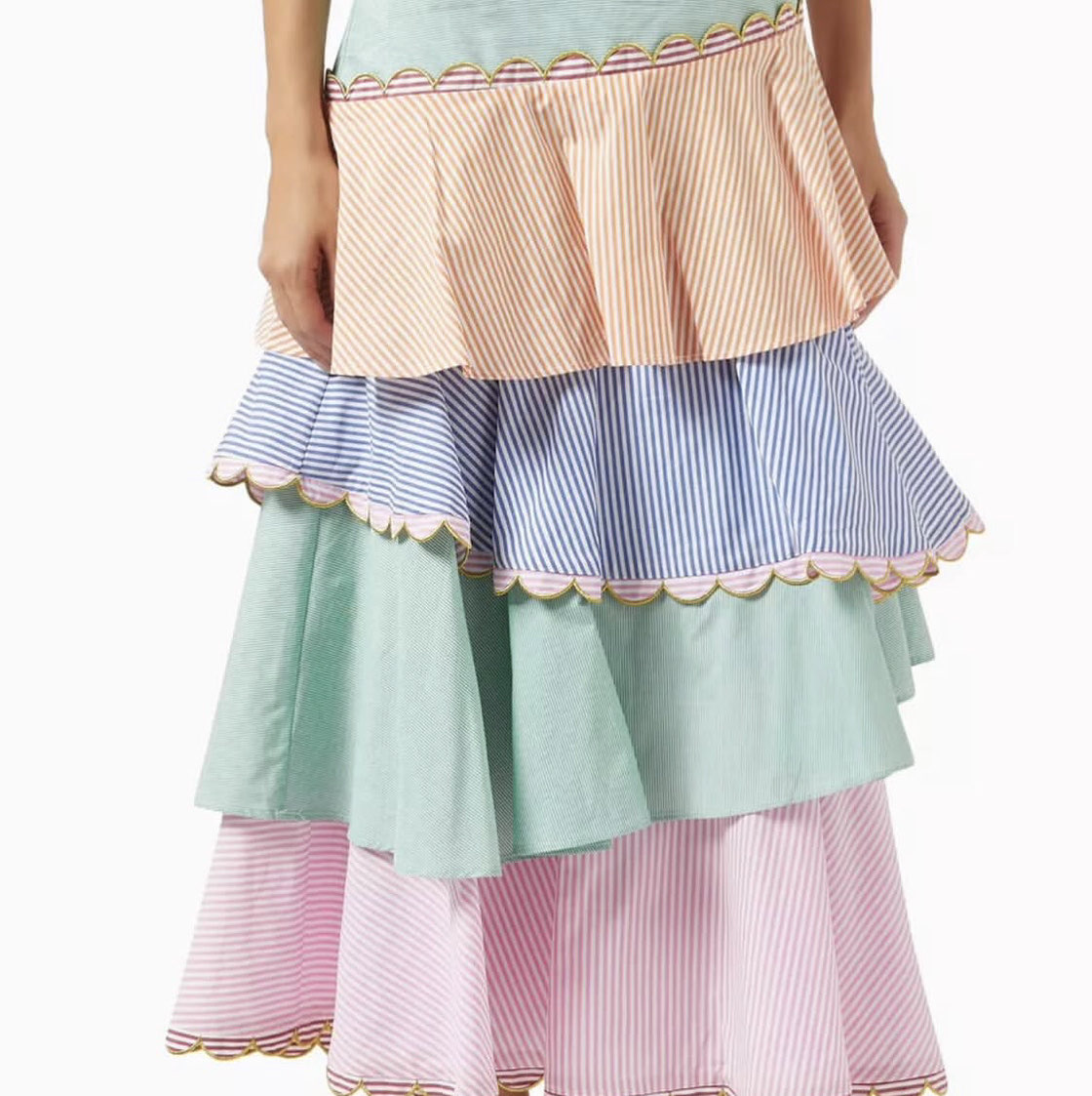 Multi-color Tiered Ruffle Maxi Skirt