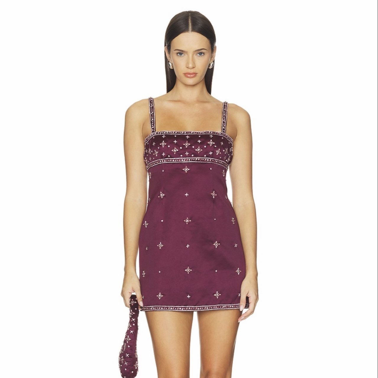 LoveShackFancy Casslouie Beaded Satin Mini Dress