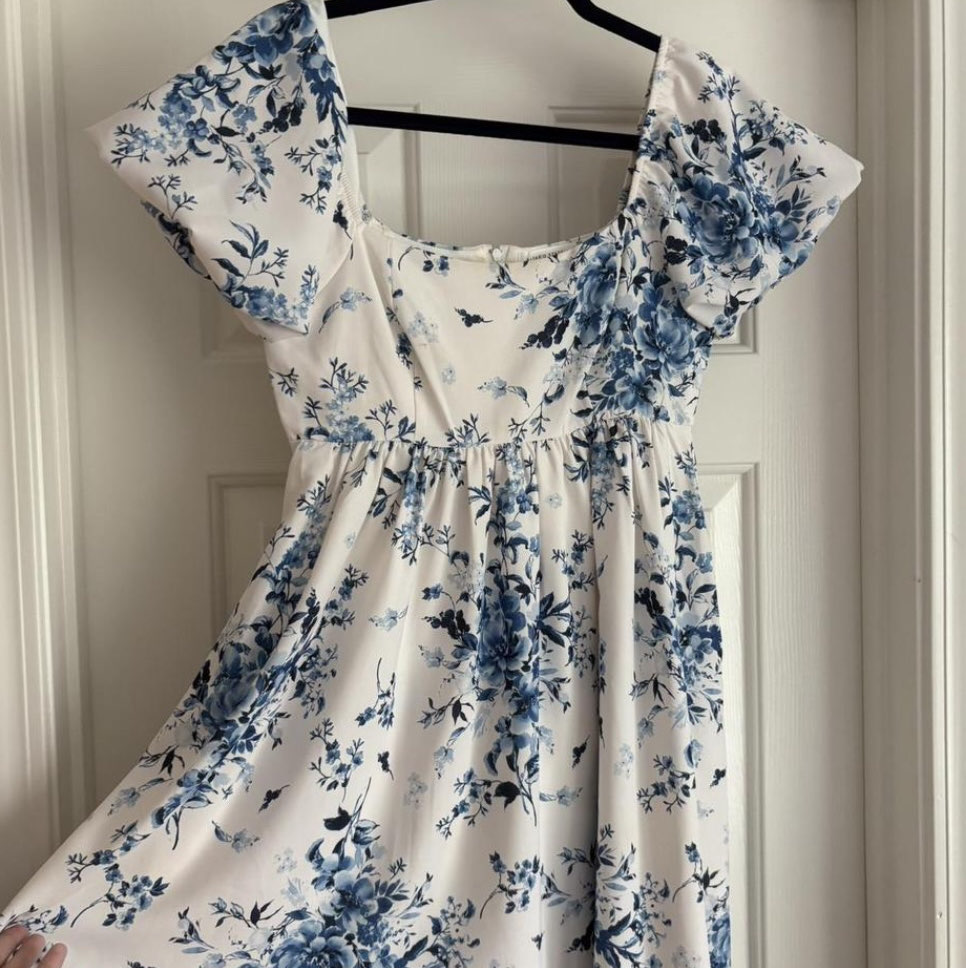 Altar’s State White and Blue Floral Dress