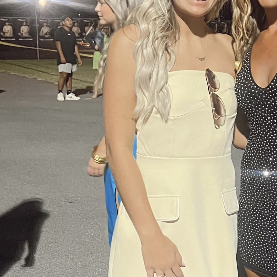 Pale Yellow Strapless Mini Dress with Pockets