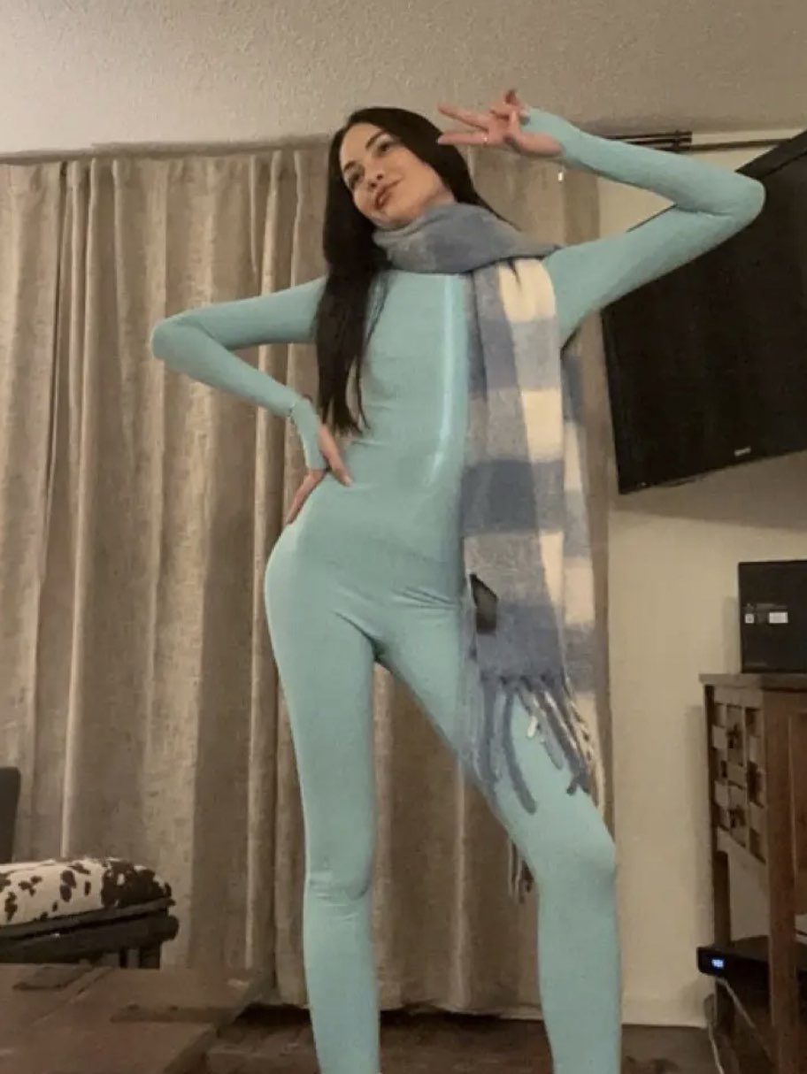 Light Blue Long-Sleeve Catsuit