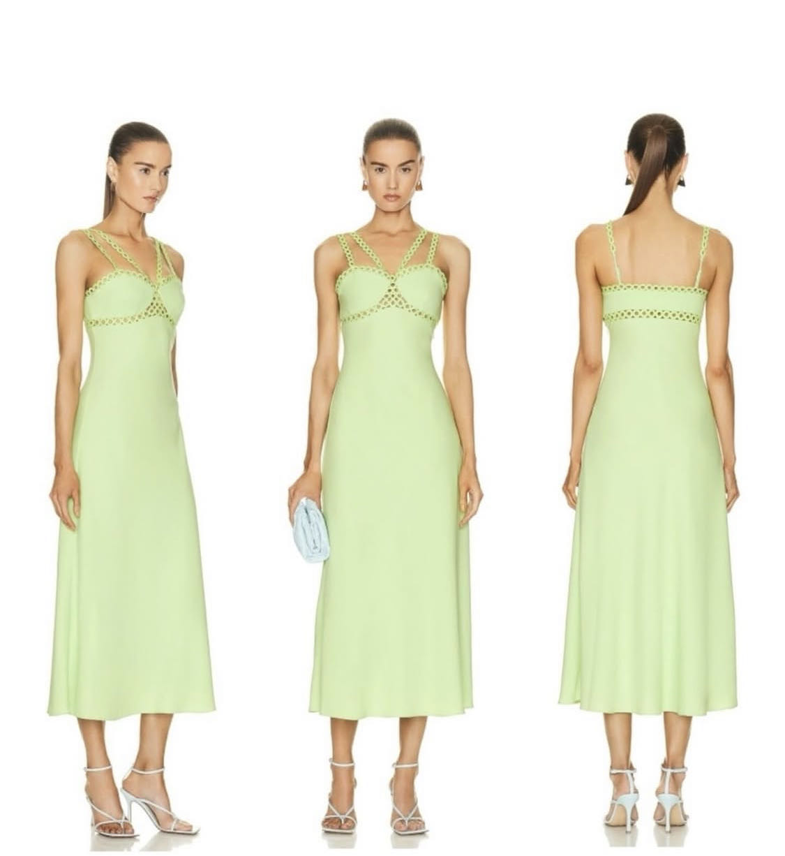 Light Green Midi Dress with Crochet Trim