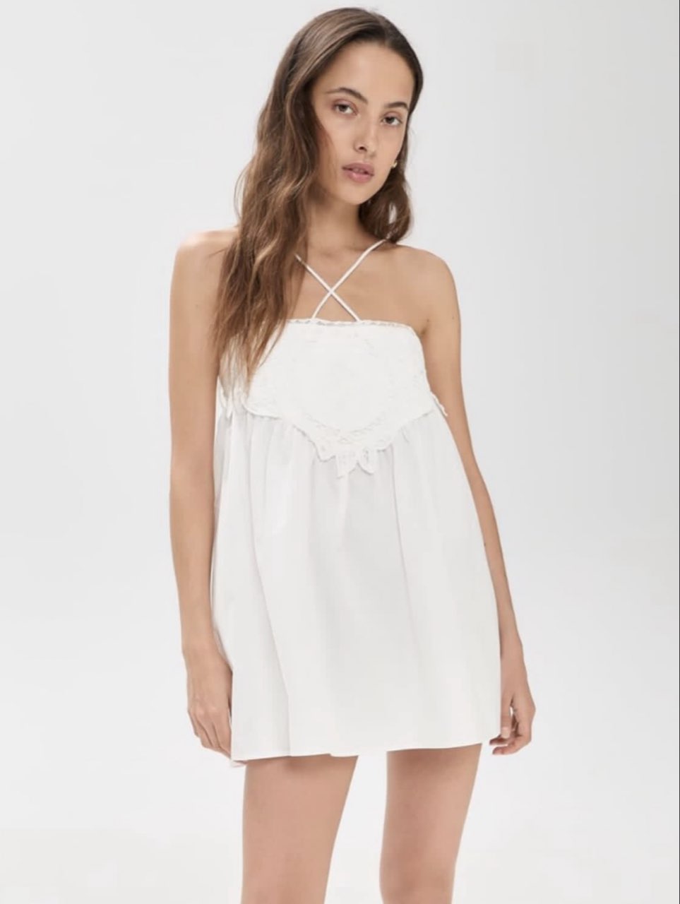 White Lace Babydoll Mini Dress