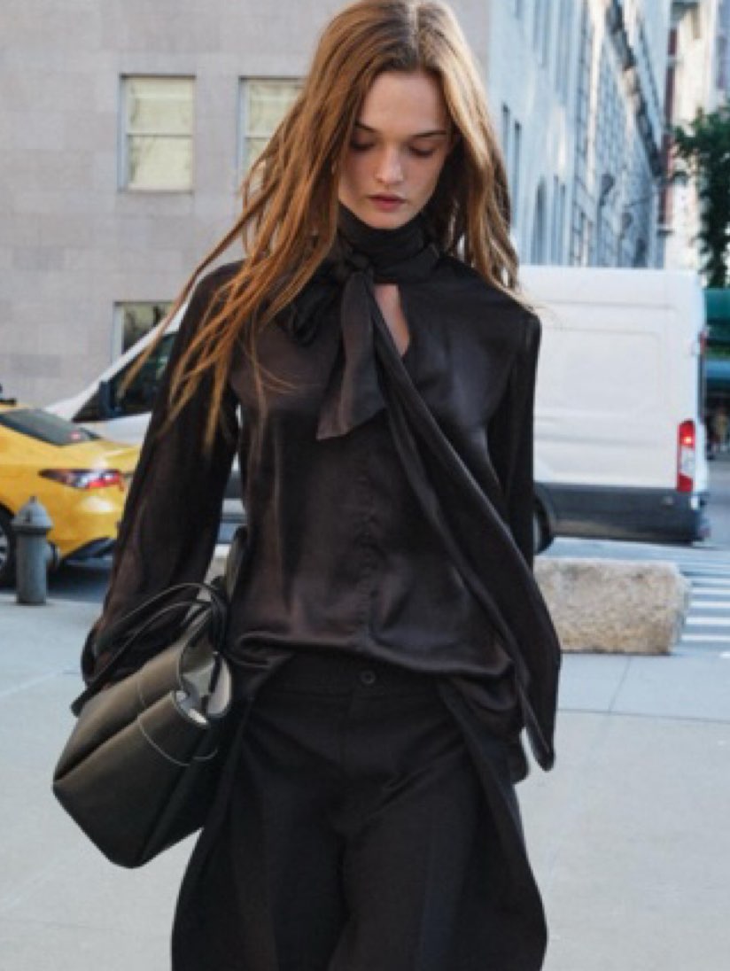 Black Pussy-Bow Blouse