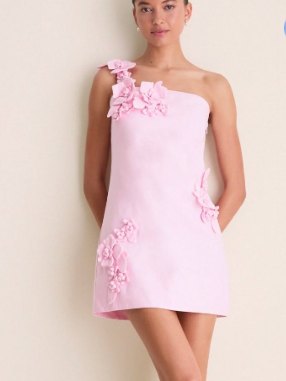 Pink one shoulder mini dress
