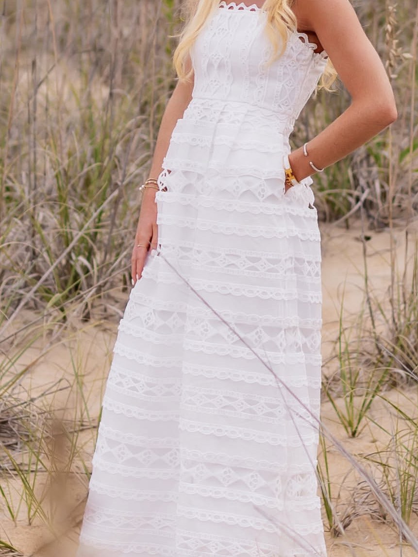 White Lace Midi Dress